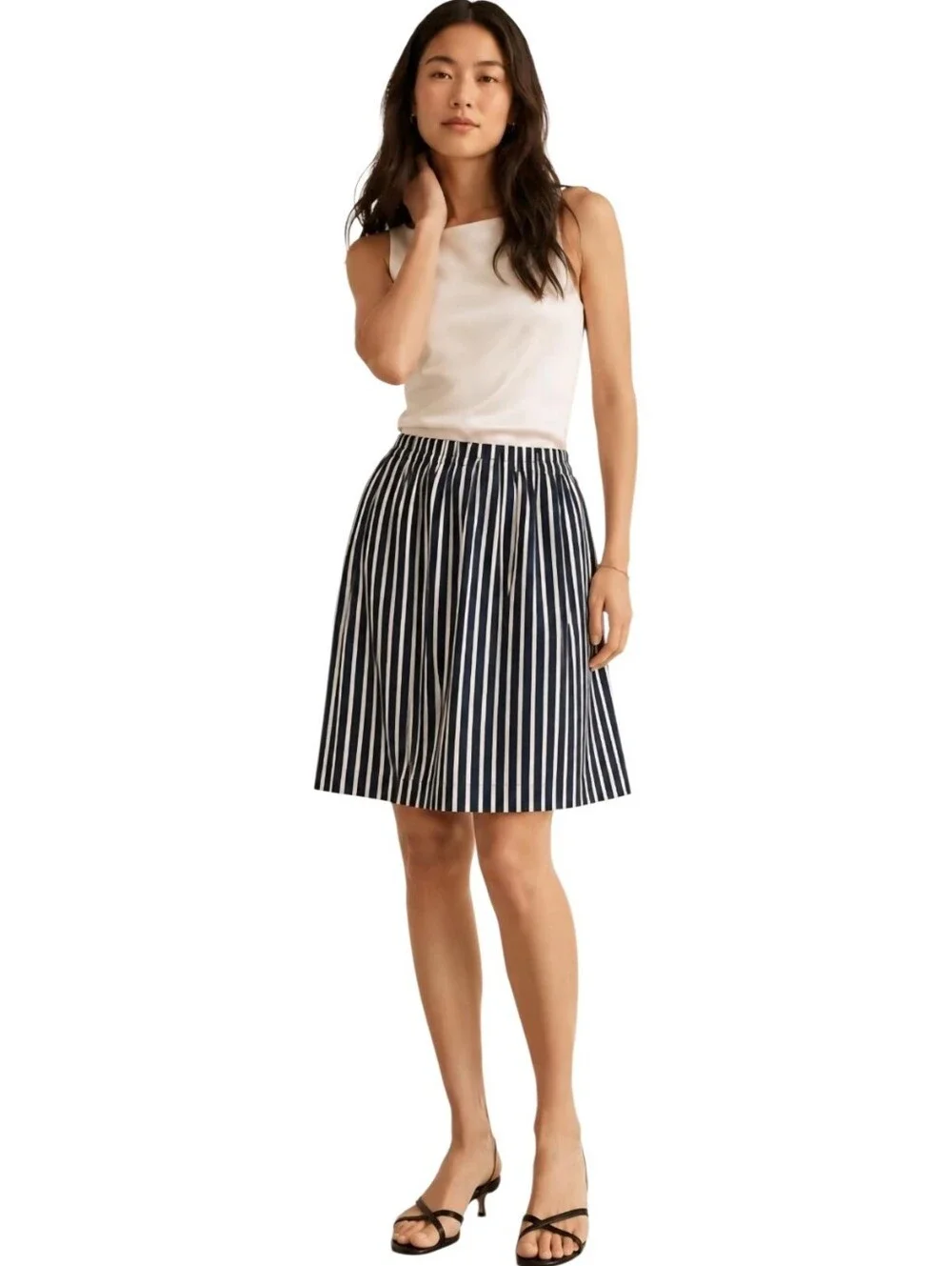 J. Crew Mercantile Dark Blue & White Stripe Nautical Skirt Size Small